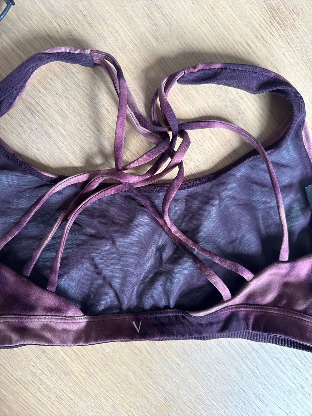 Victoria's Secret Mauve and Dark Plum Tie-Dye Strappy Sports Bralette - Picture 3 of 3